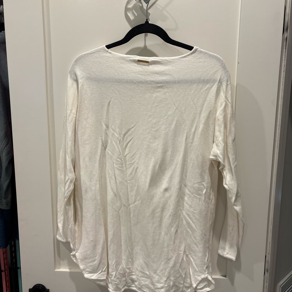 Michael Kors Cream Long Sleeve Crew Top - Picture 2 of 3